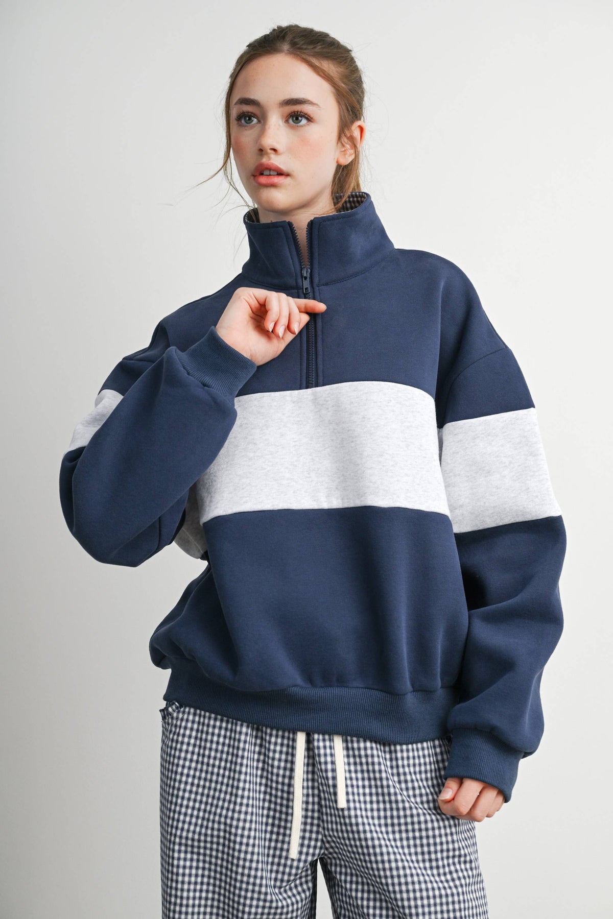 Colorblock Quarter-Zip Sweatshirt