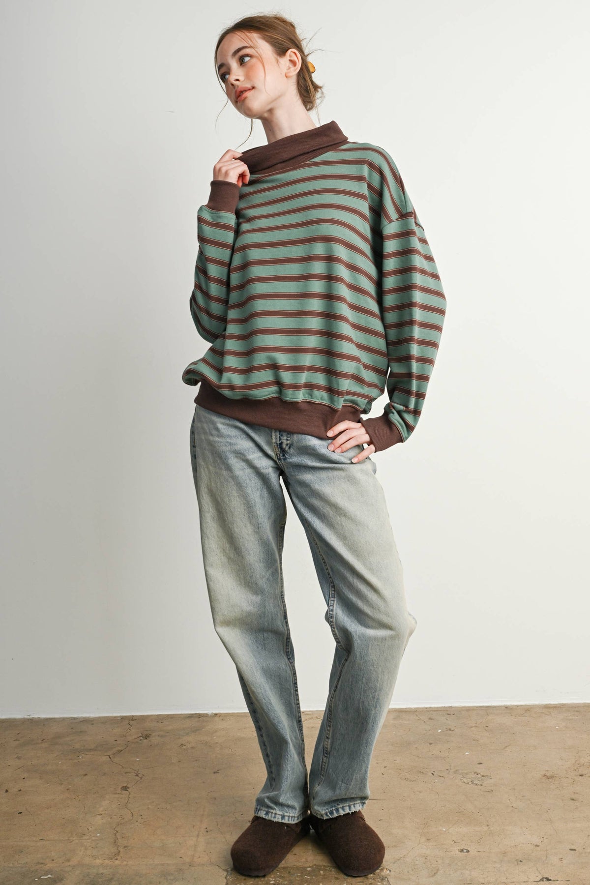 Striped Turtleneck Sweatshirt