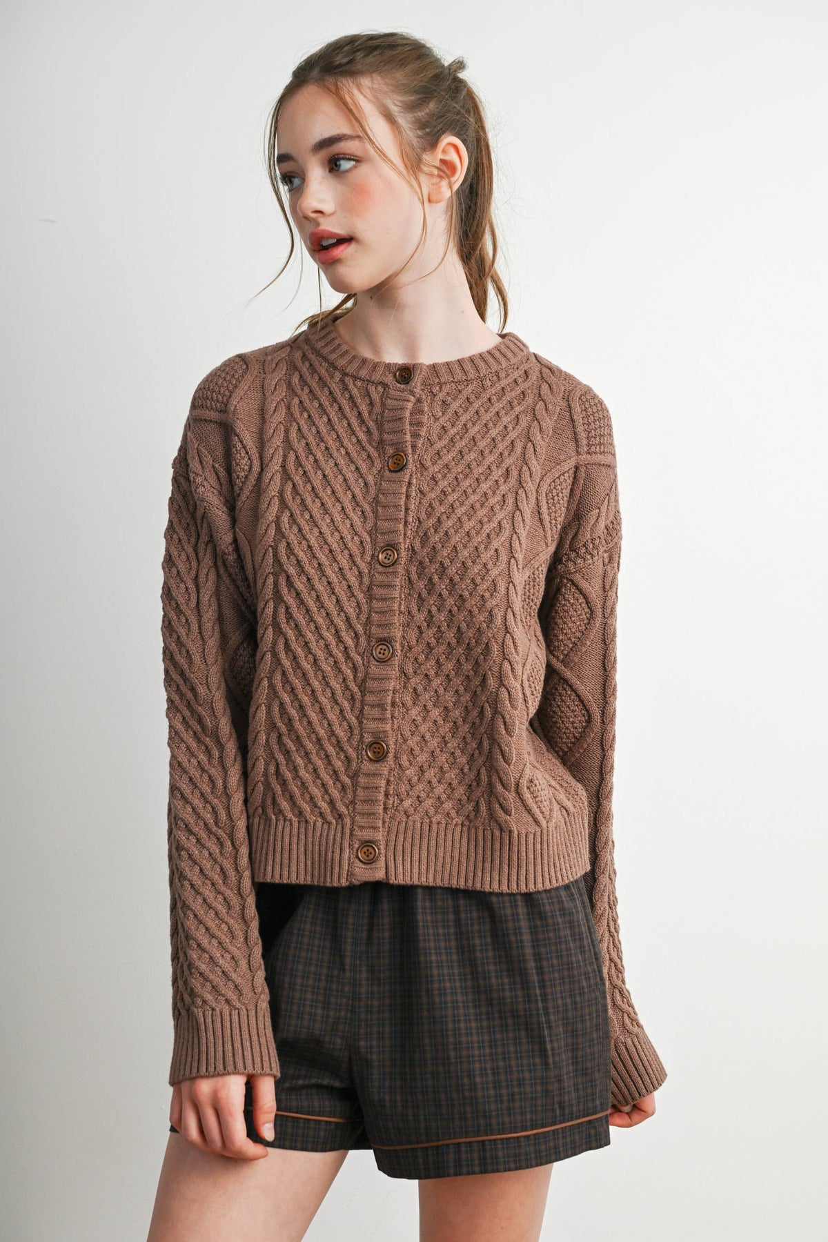 Emerald Green Cable Knit Cardigan