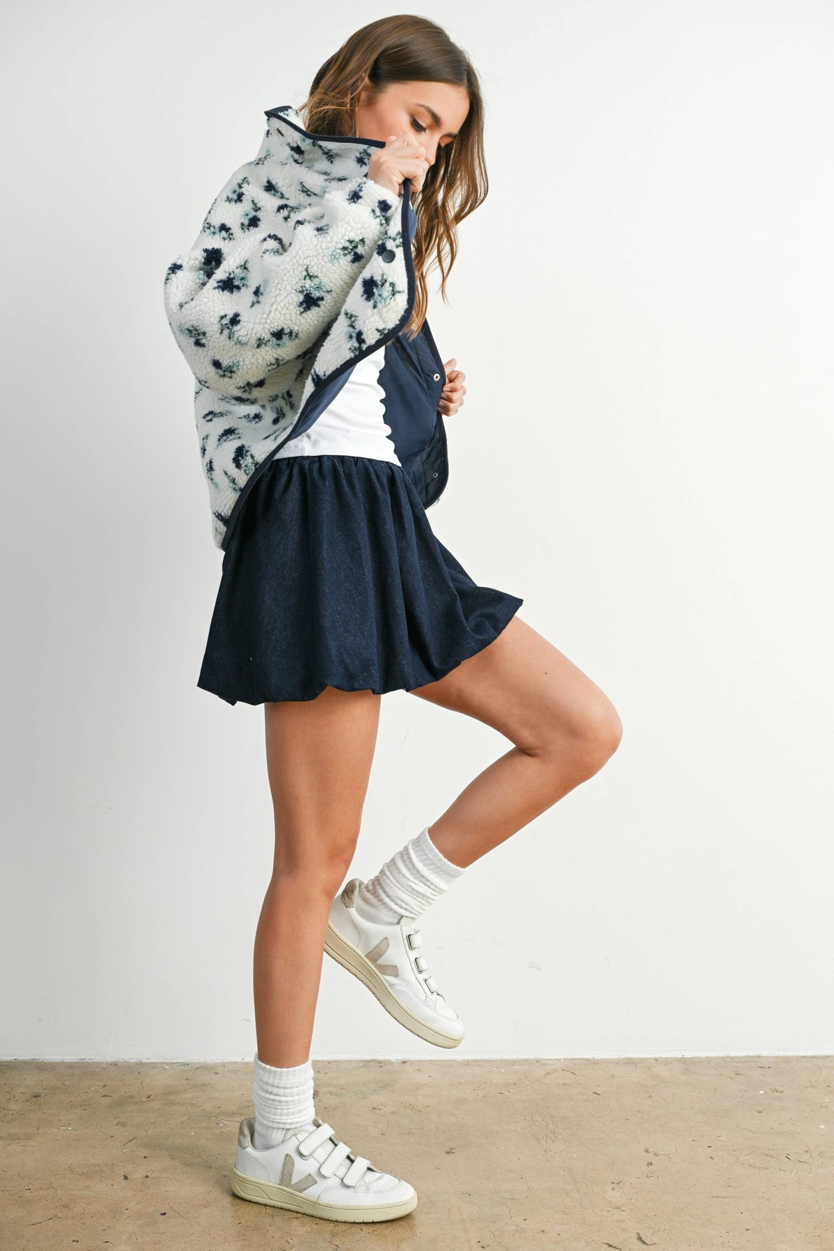 The Willow Floral Sherpa Fleece Snap Jacket