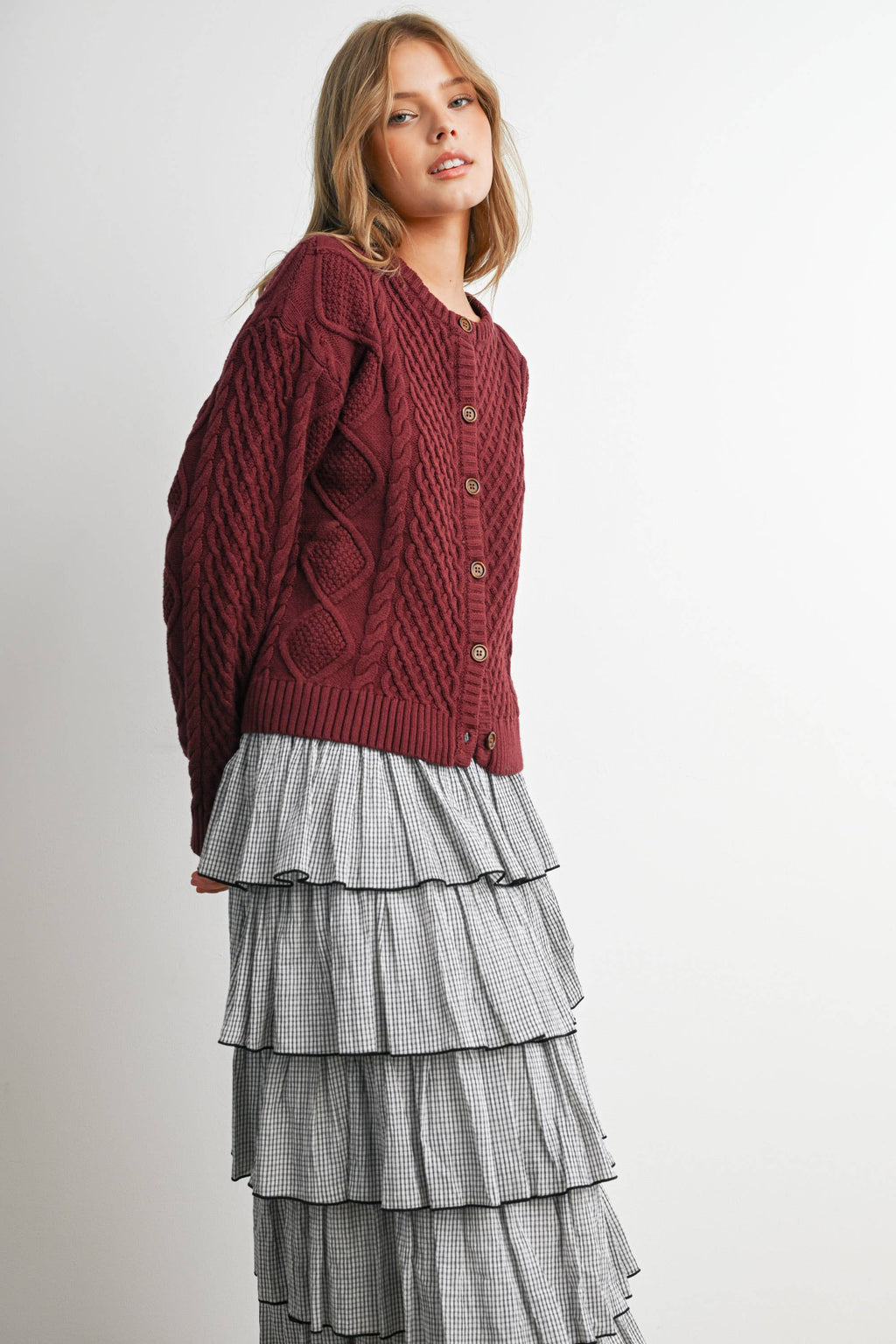 Emerald Green Cable Knit Cardigan