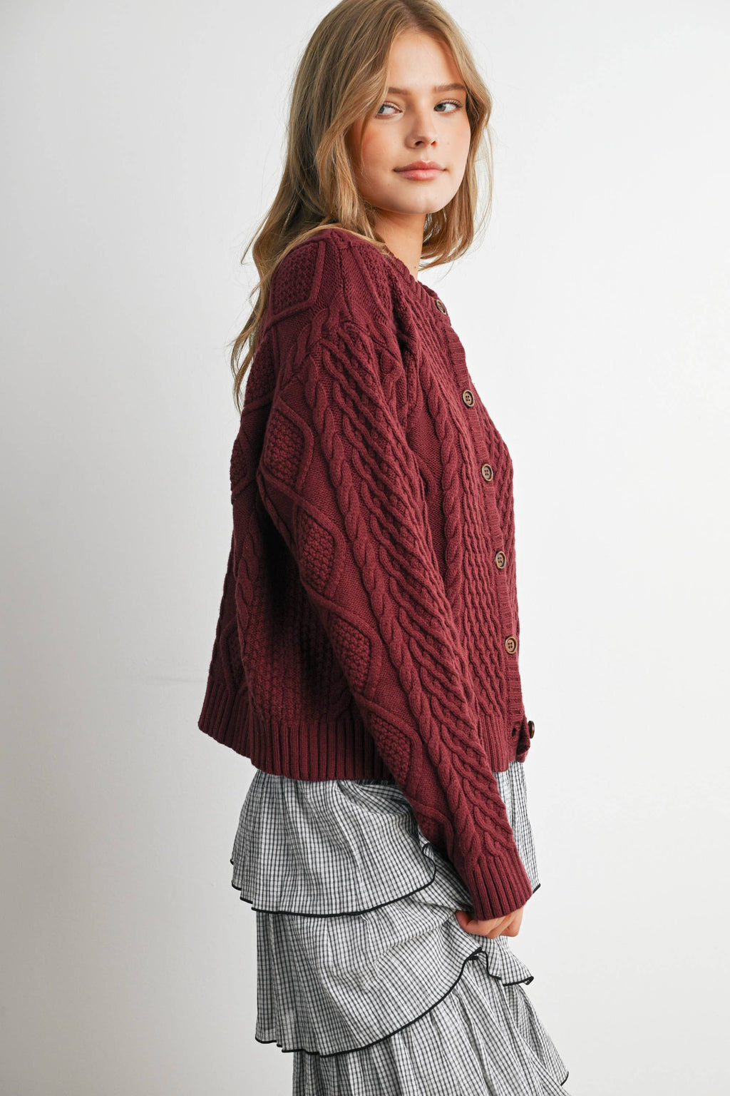 Emerald Green Cable Knit Cardigan