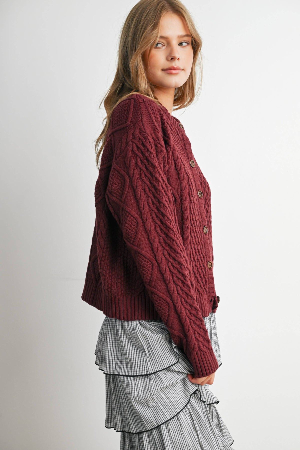 Emerald Green Cable Knit Cardigan