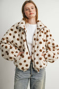 Cocoa Polka Dot Faux Fur Jacket