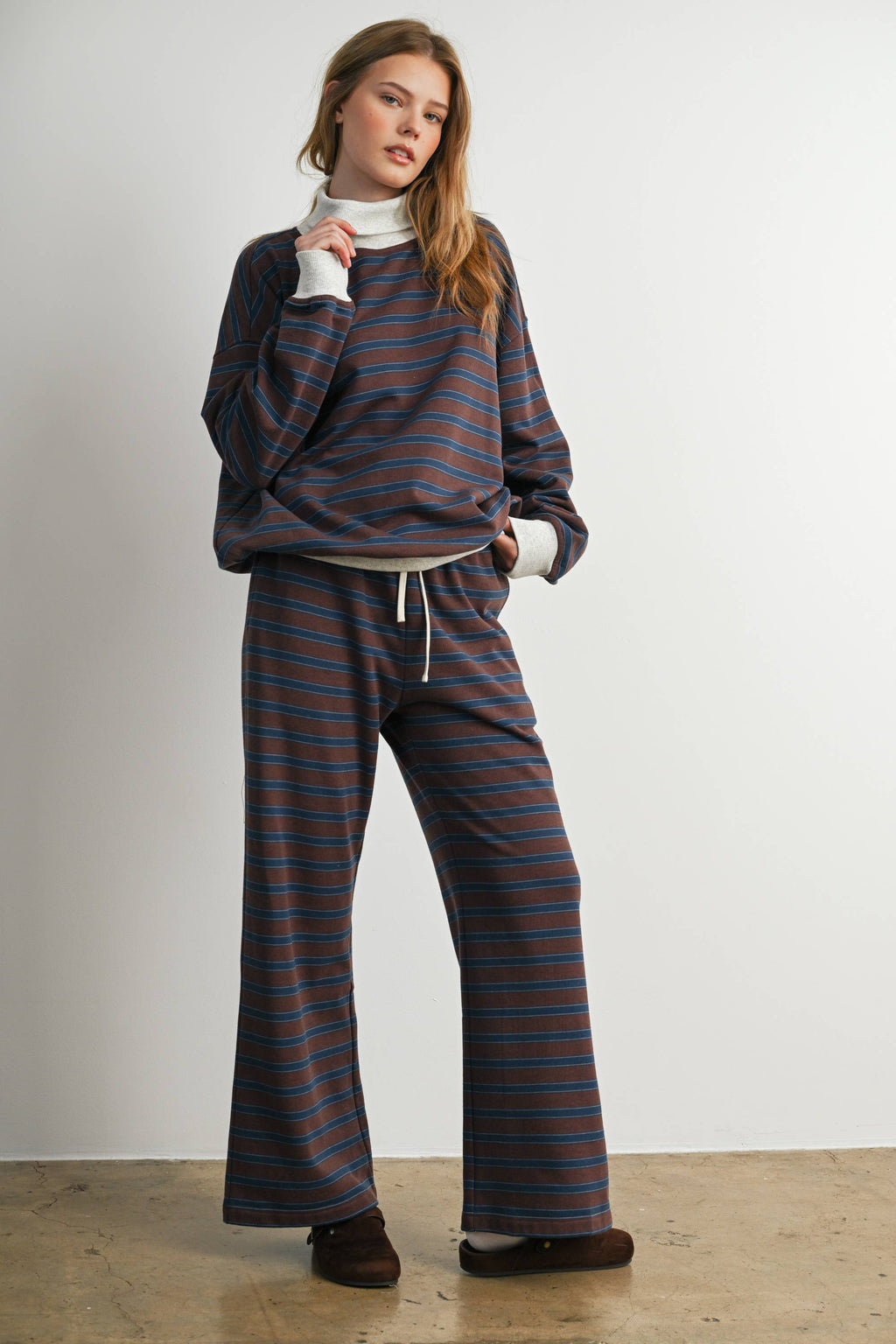 Striped Turtleneck Sweatshirt