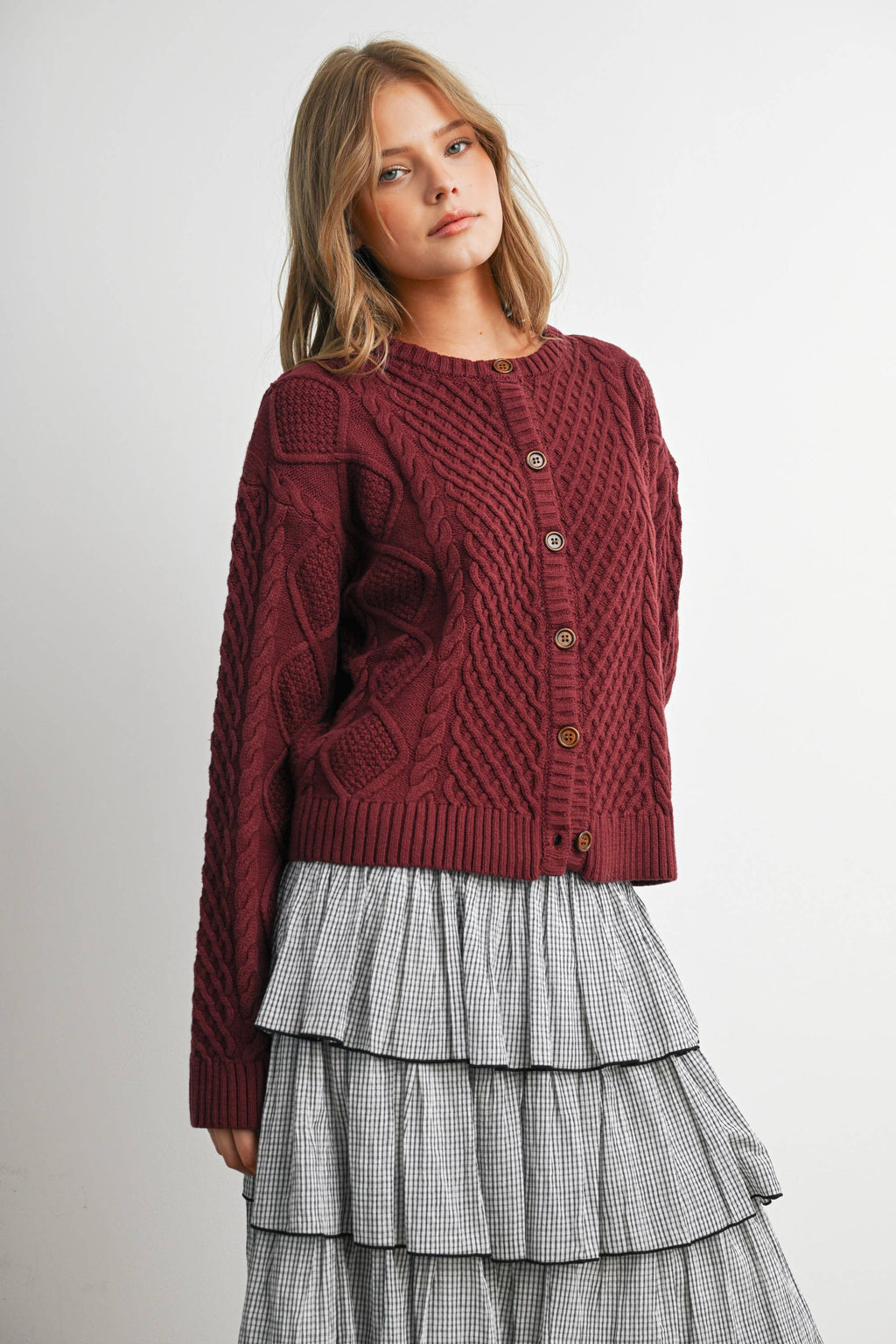 Emerald Green Cable Knit Cardigan