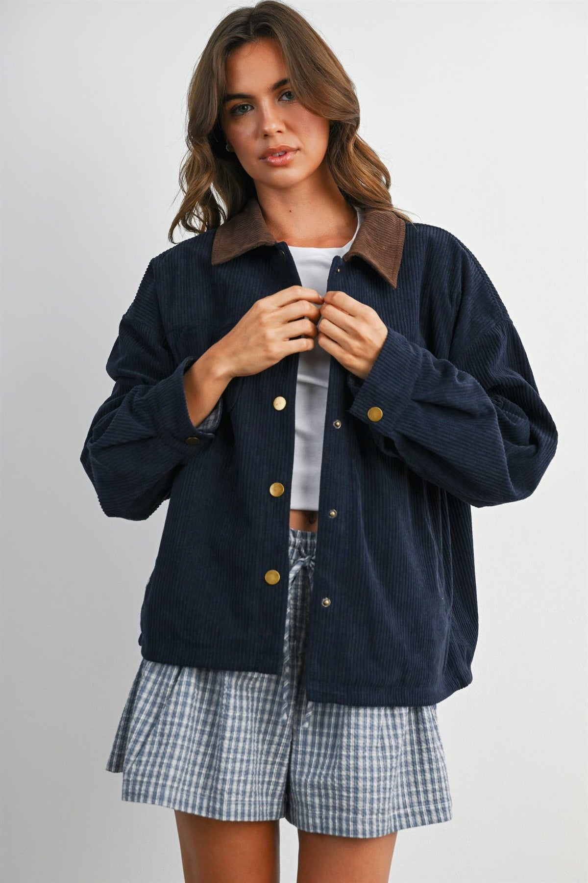 The Hazel Plaid Lined Corduroy Jacket