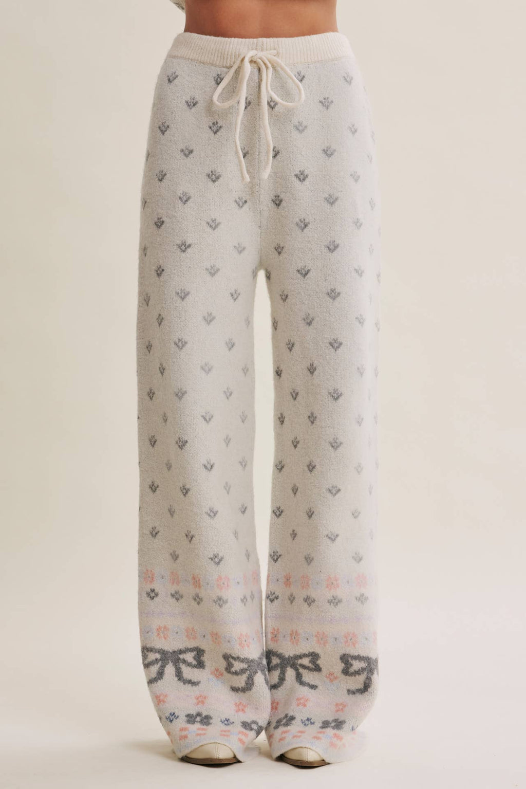 Nordic Bow Fair Isle Jacquard Wool Blend Sweater Pants