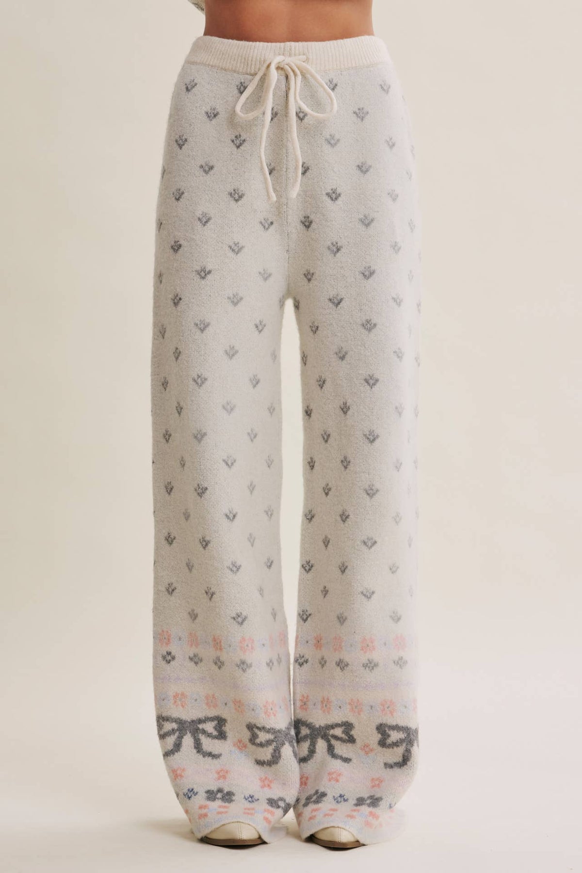 Nordic Bow Fair Isle Jacquard Wool Blend Sweater Pants