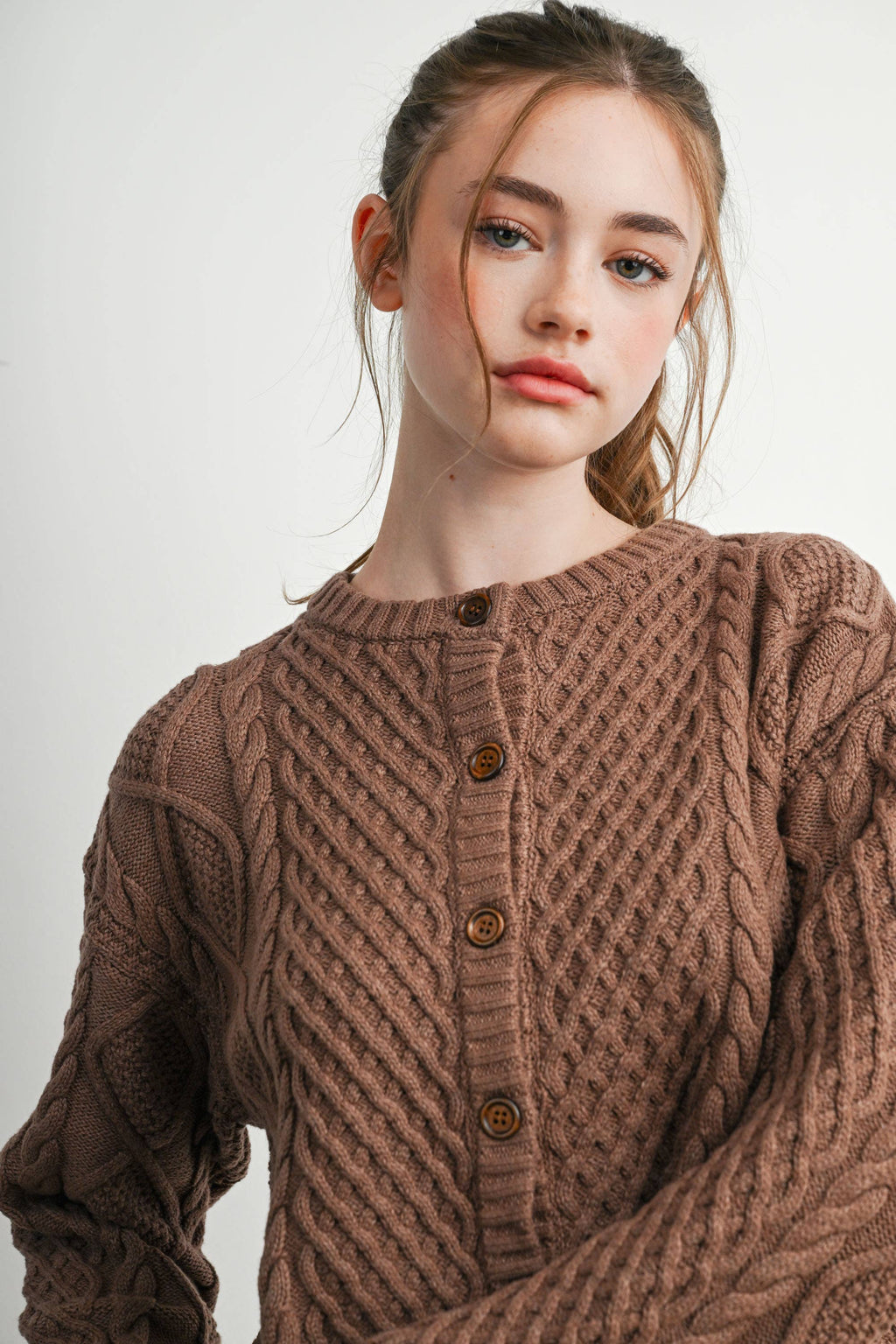 Emerald Green Cable Knit Cardigan