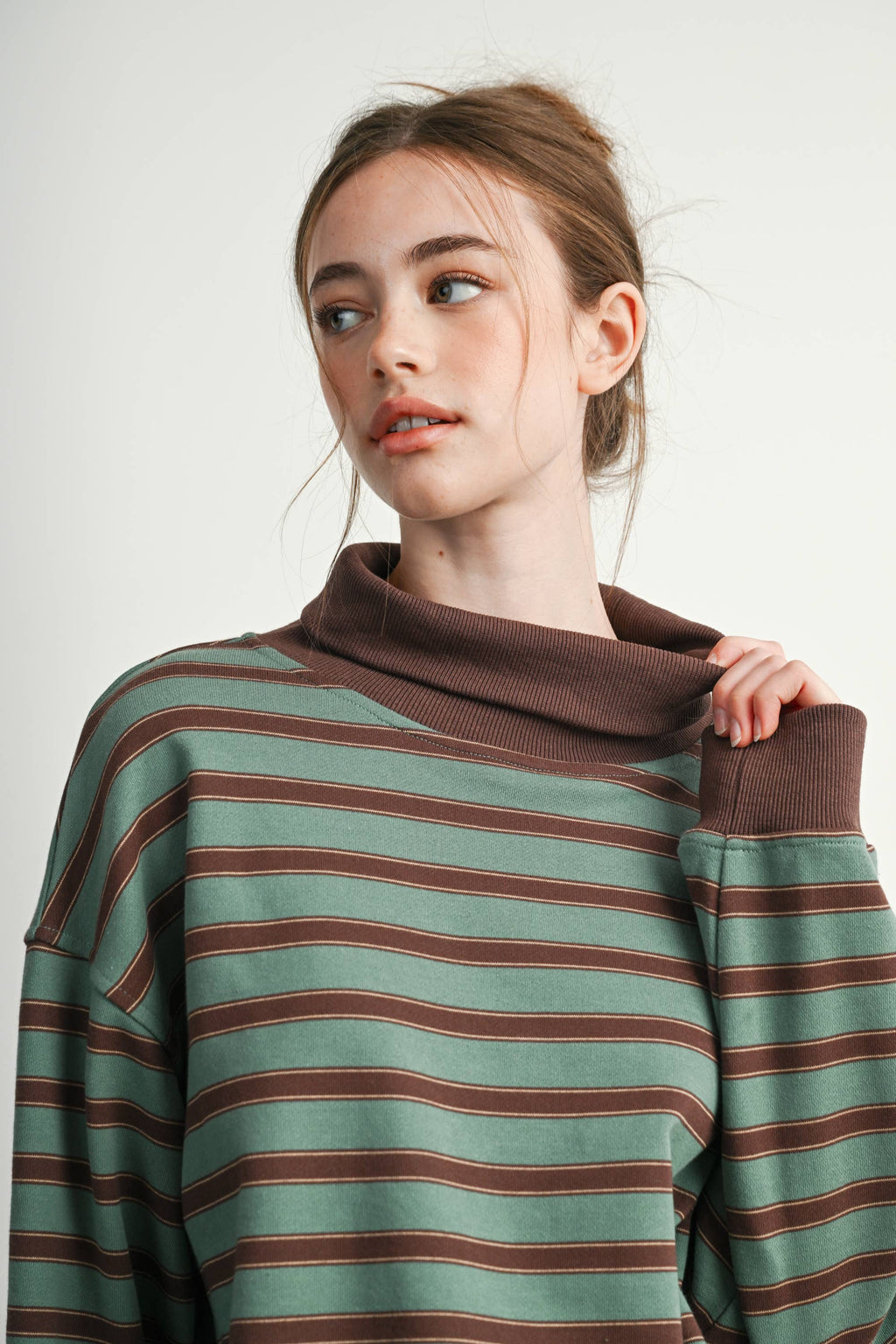 Striped Turtleneck Sweatshirt