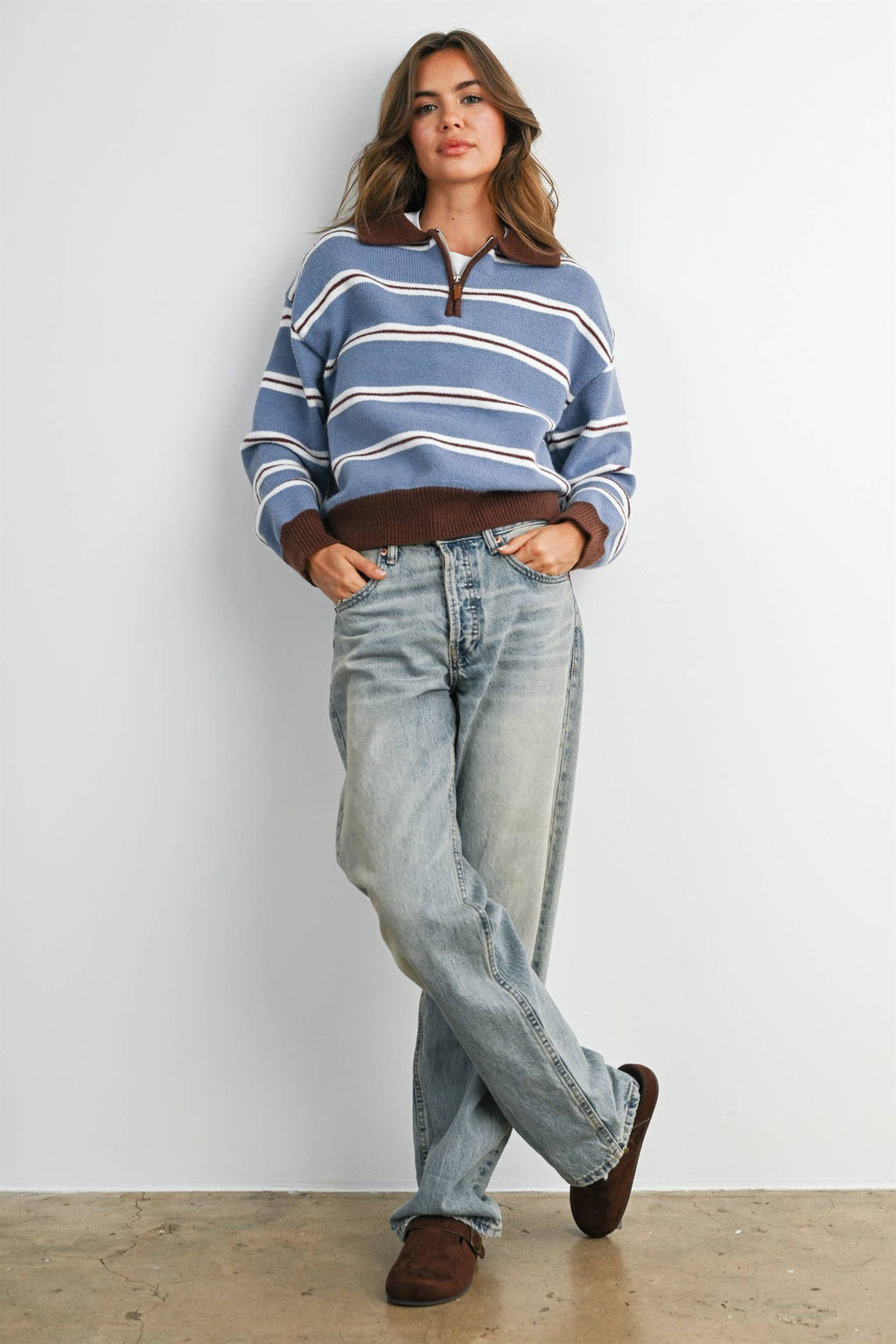 Retro Stripe Quarter-Zip Sweater