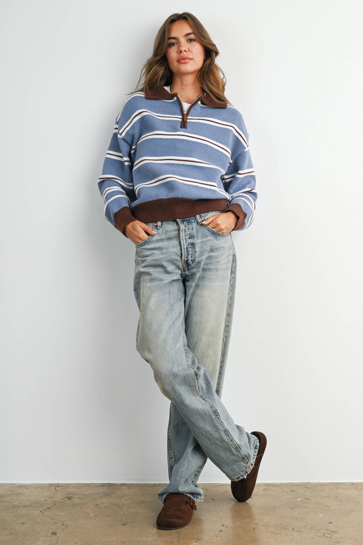 Retro Stripe Quarter-Zip Sweater