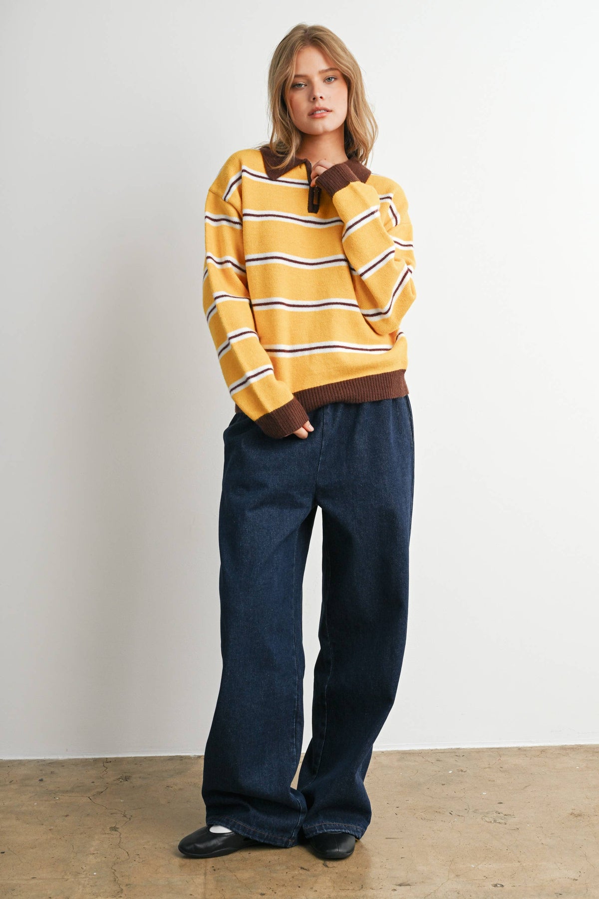 Retro Stripe Quarter-Zip Sweater