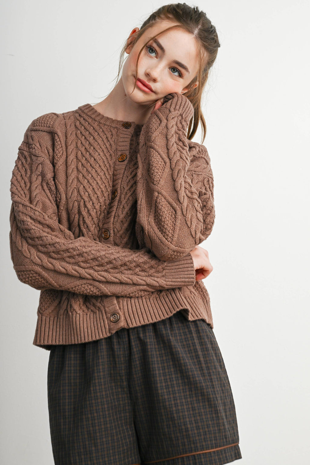 Emerald Green Cable Knit Cardigan