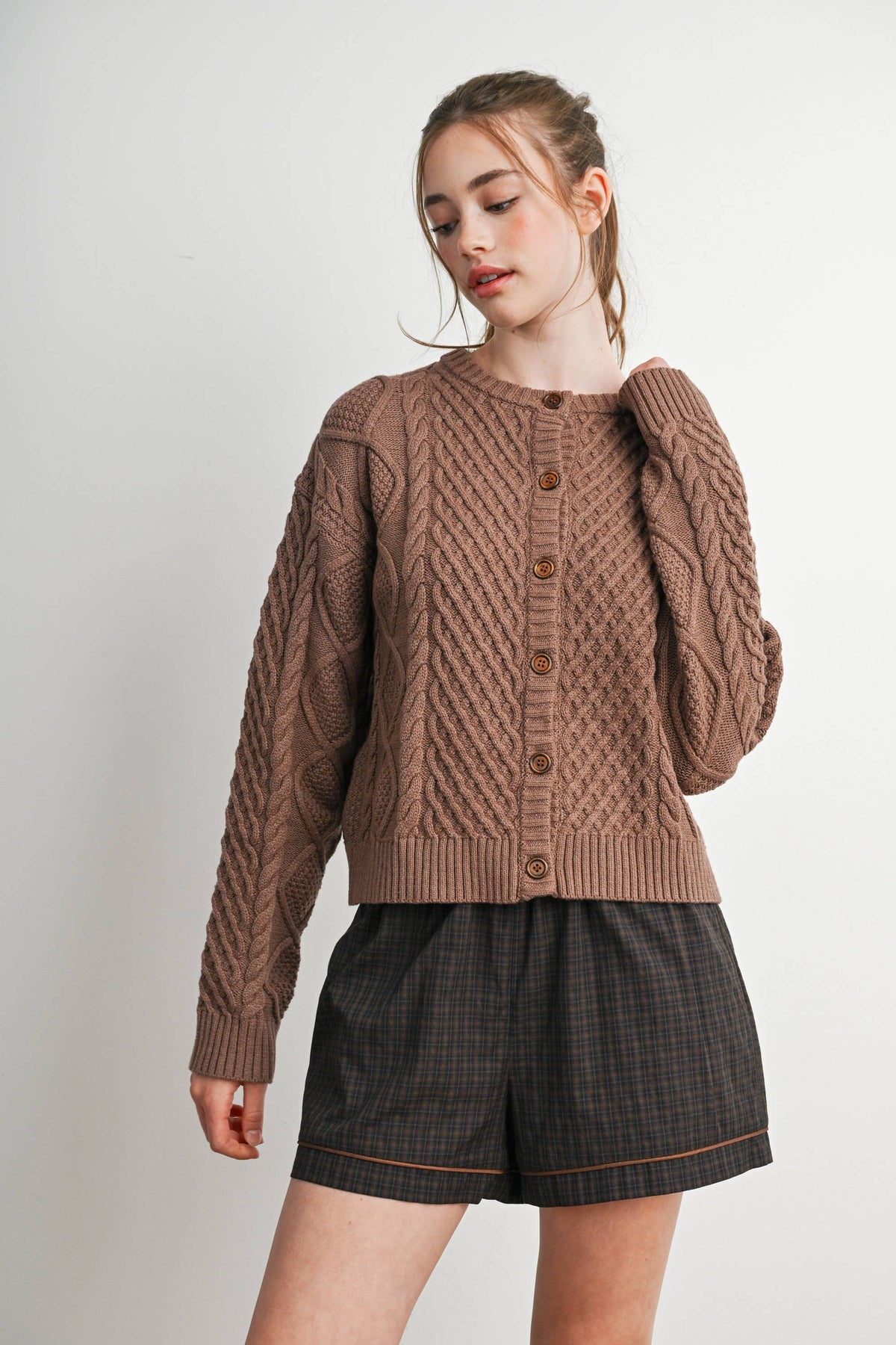 Emerald Green Cable Knit Cardigan