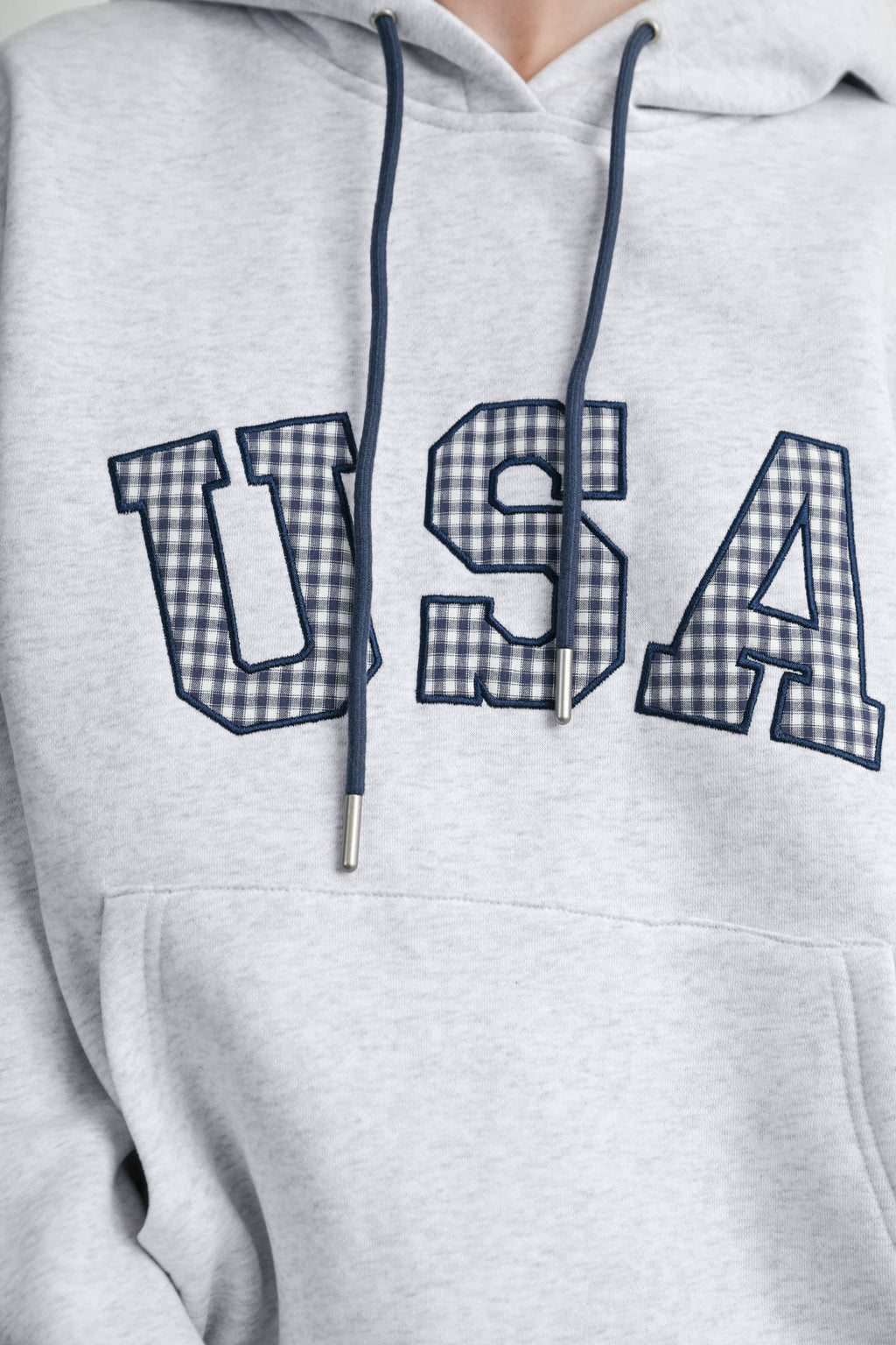 USA Graphic Gingham Lined Hooded Sweatshirt