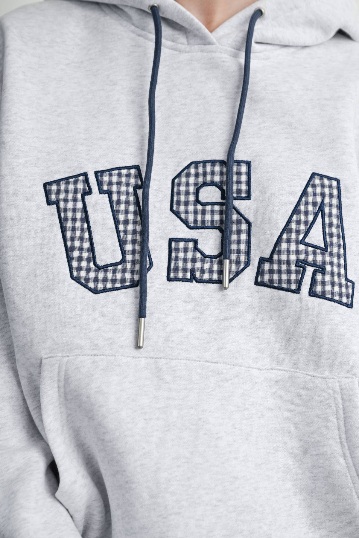 USA Graphic Gingham Lined Hooded Sweatshirt