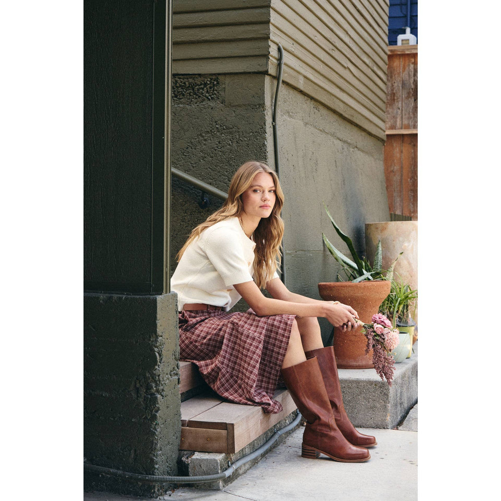 Maple Trail Heritage Plaid Flare Maxi Skirt with Belt