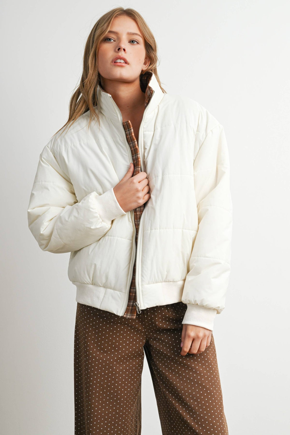 Quilted Zip-Up Bomber Jacket