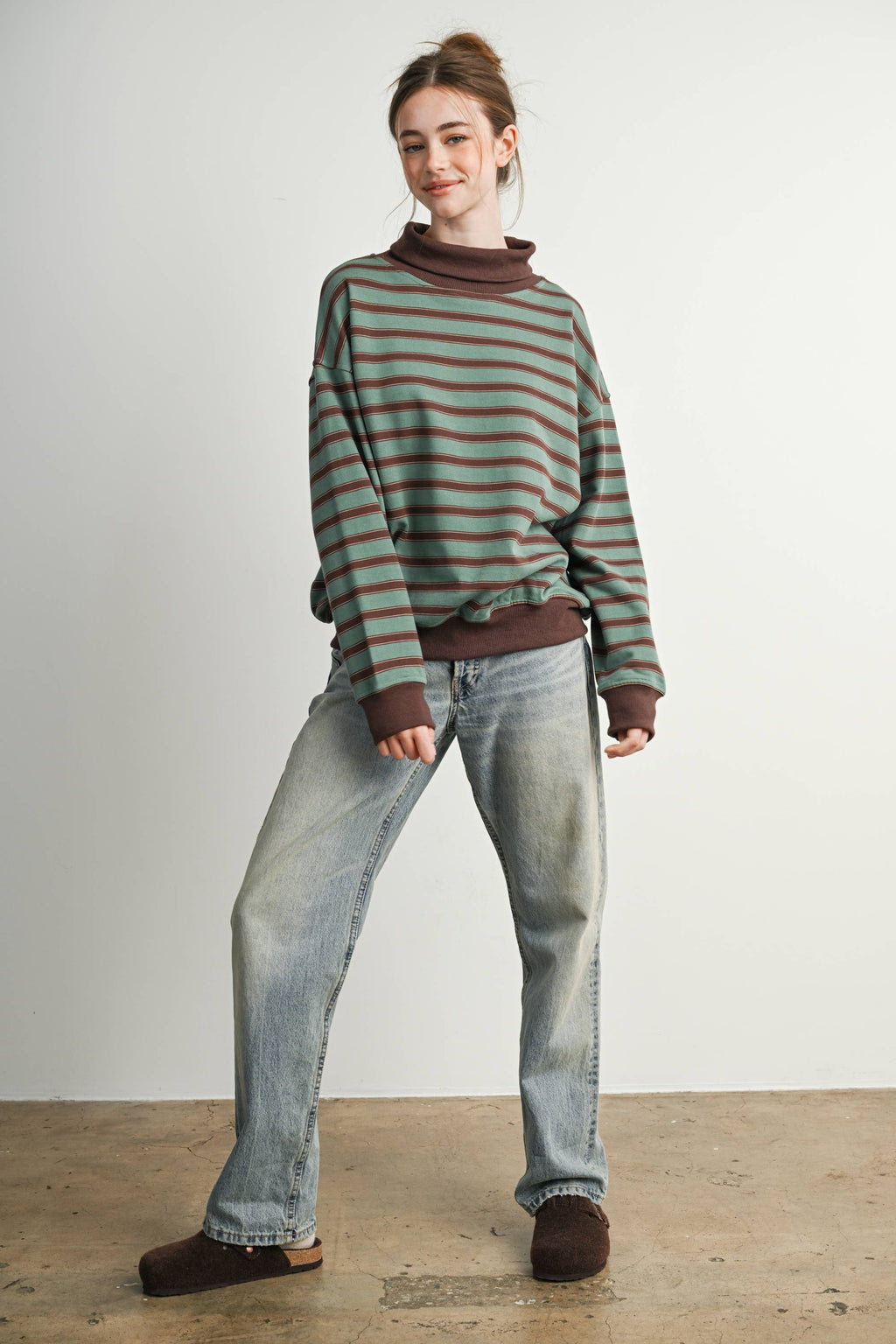 Striped Turtleneck Sweatshirt