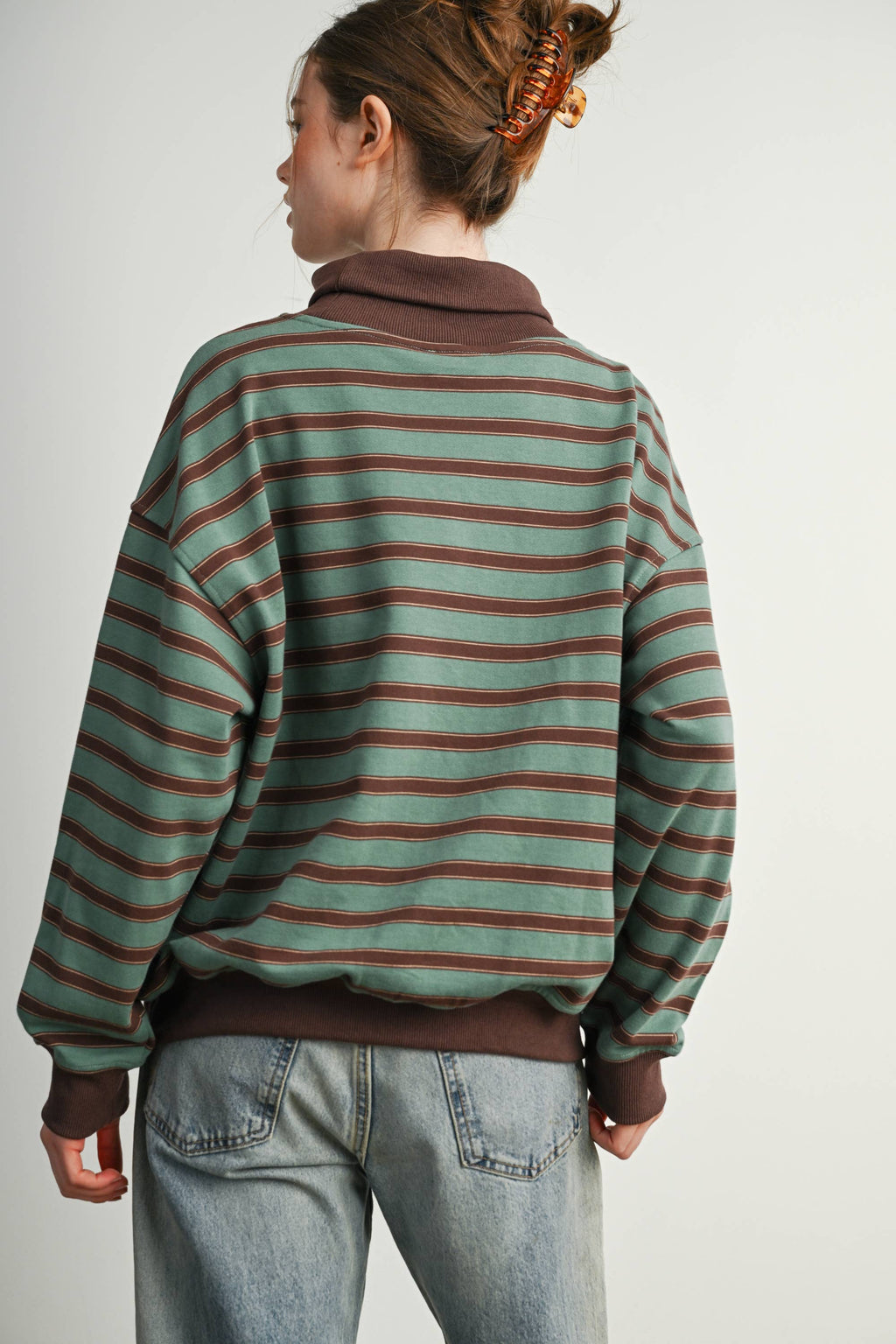 Striped Turtleneck Sweatshirt