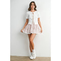 Vintage Check Mini Skirt with Lace Trim
