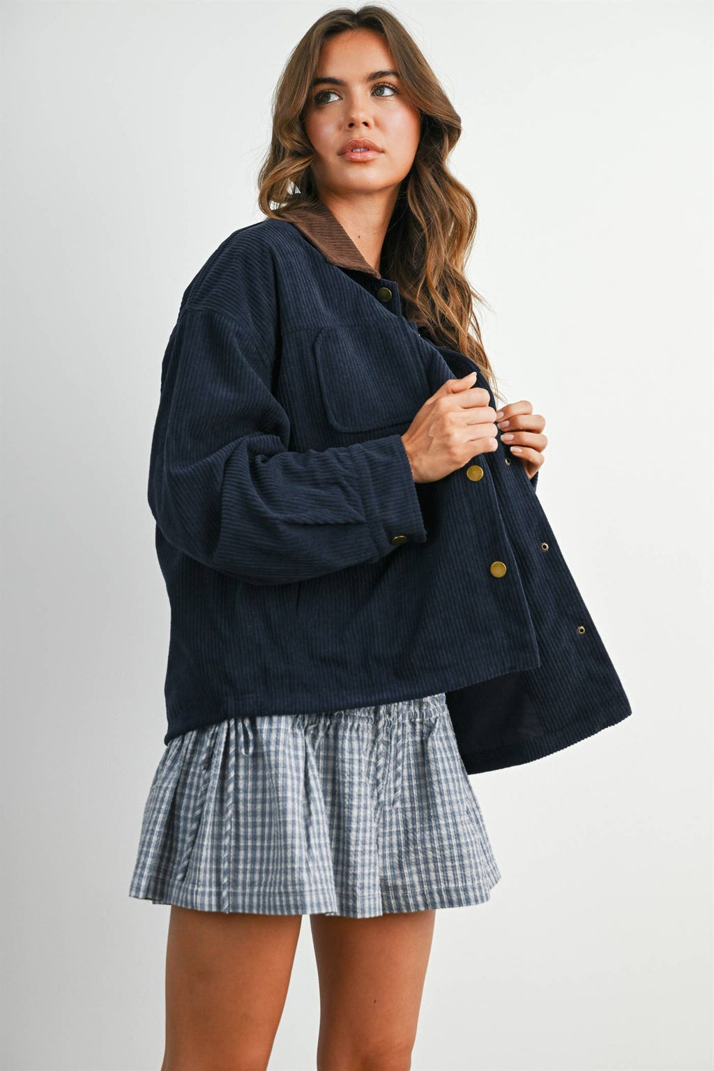 The Hazel Plaid Lined Corduroy Jacket