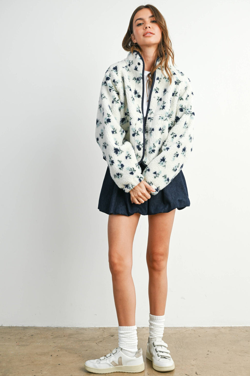 The Willow Floral Sherpa Fleece Snap Jacket