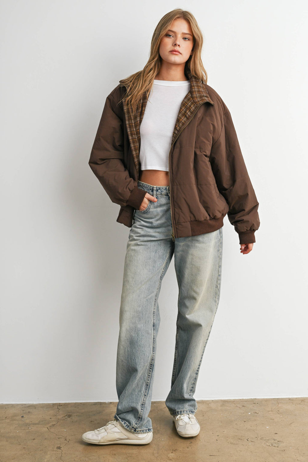 Quilted Zip-Up Bomber Jacket