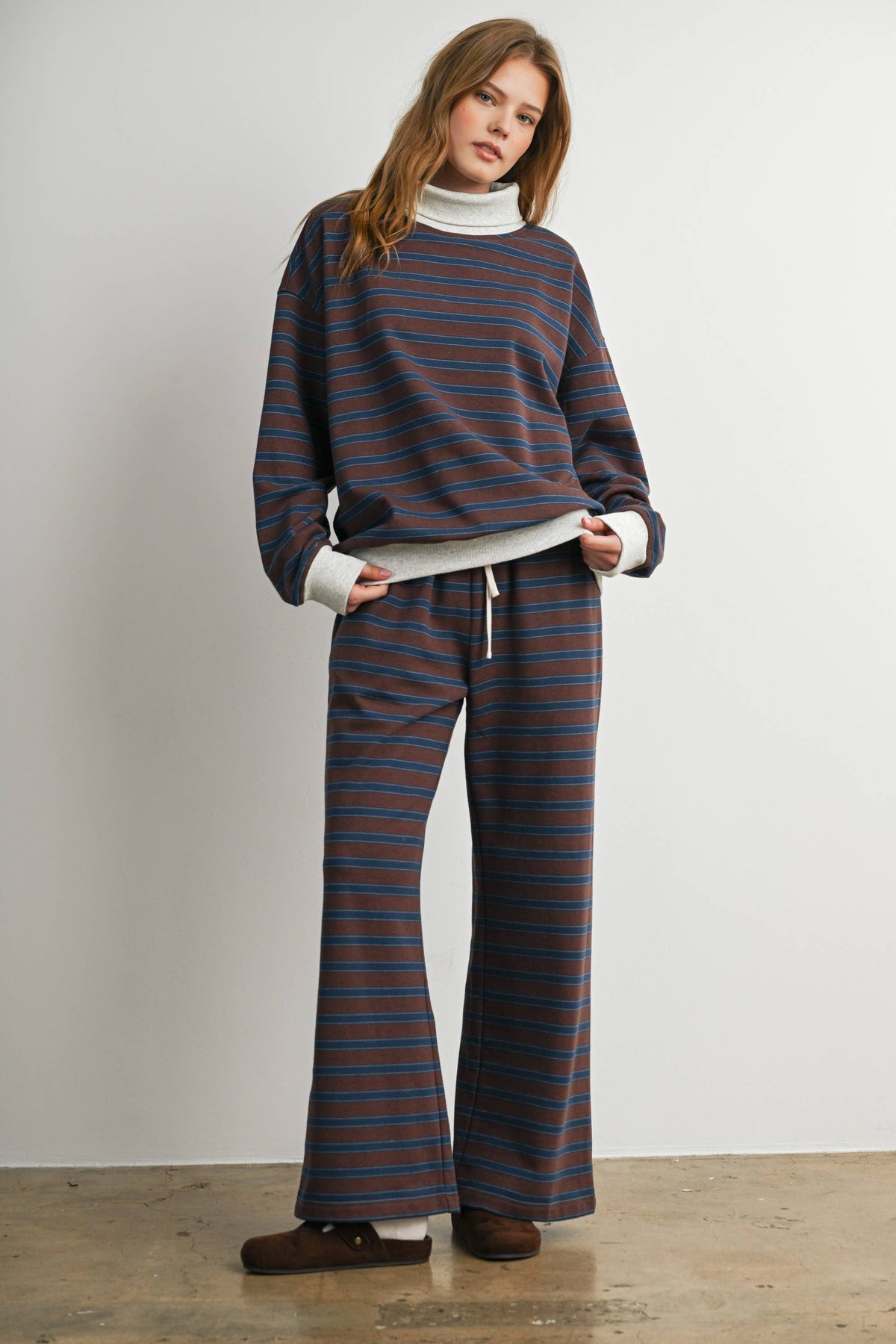Striped Turtleneck Sweatshirt