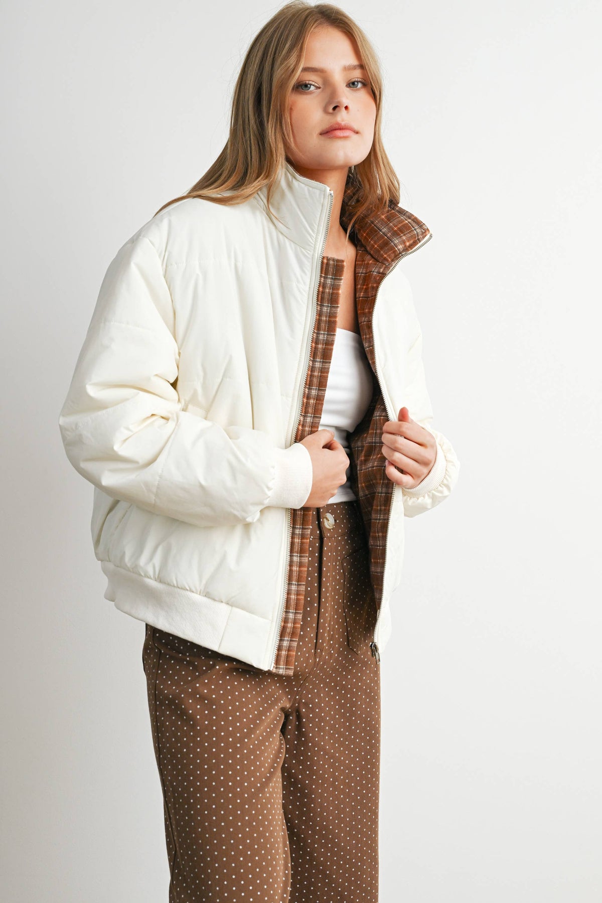 Quilted Zip-Up Bomber Jacket