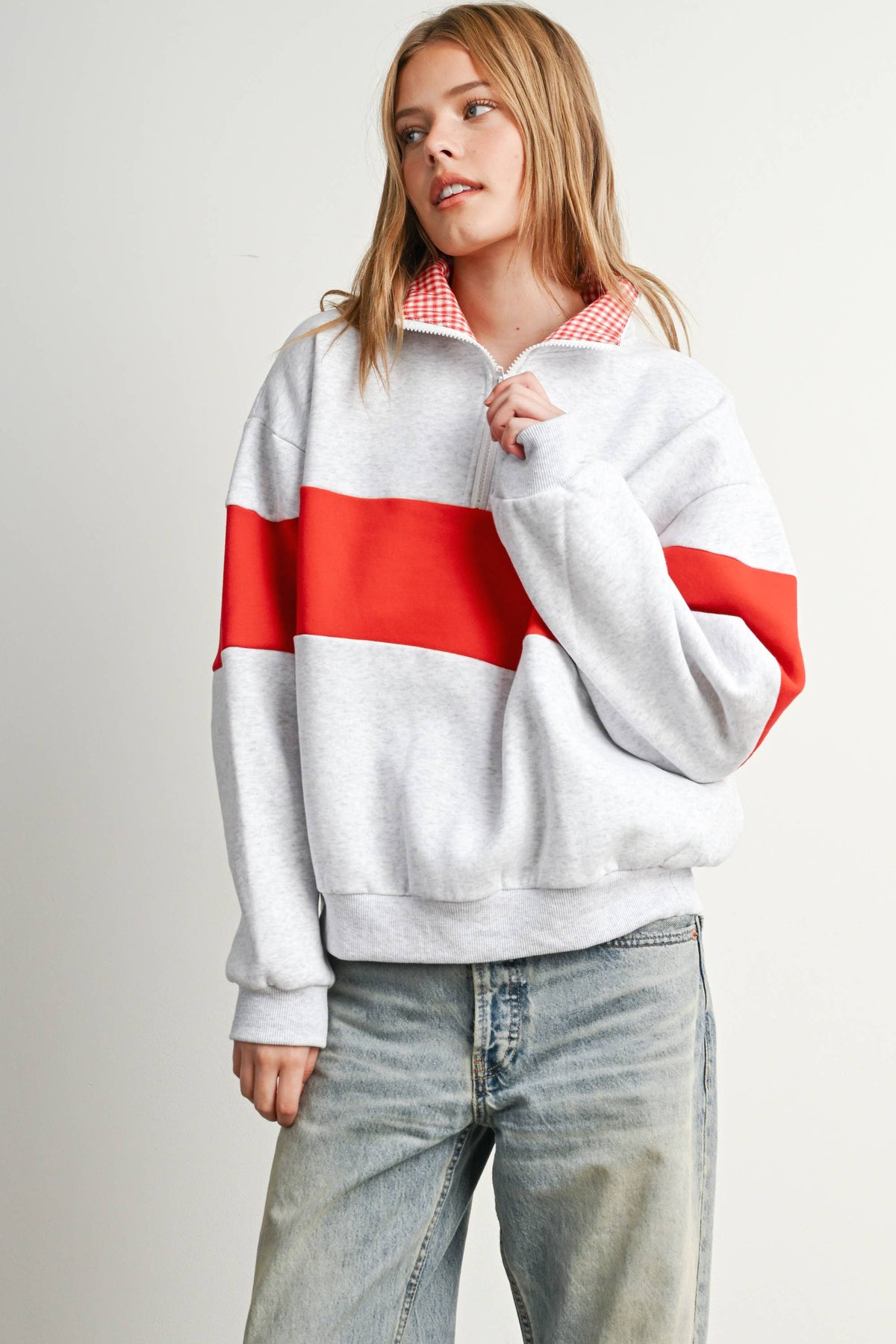 Colorblock Quarter-Zip Sweatshirt