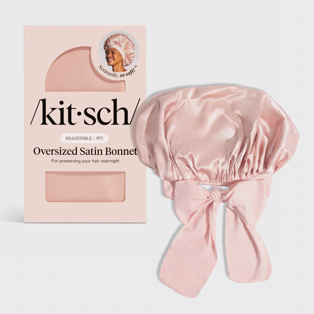 Adjustable Oversized Satin Bonnet - Blush