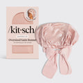 Adjustable Oversized Satin Bonnet - Blush