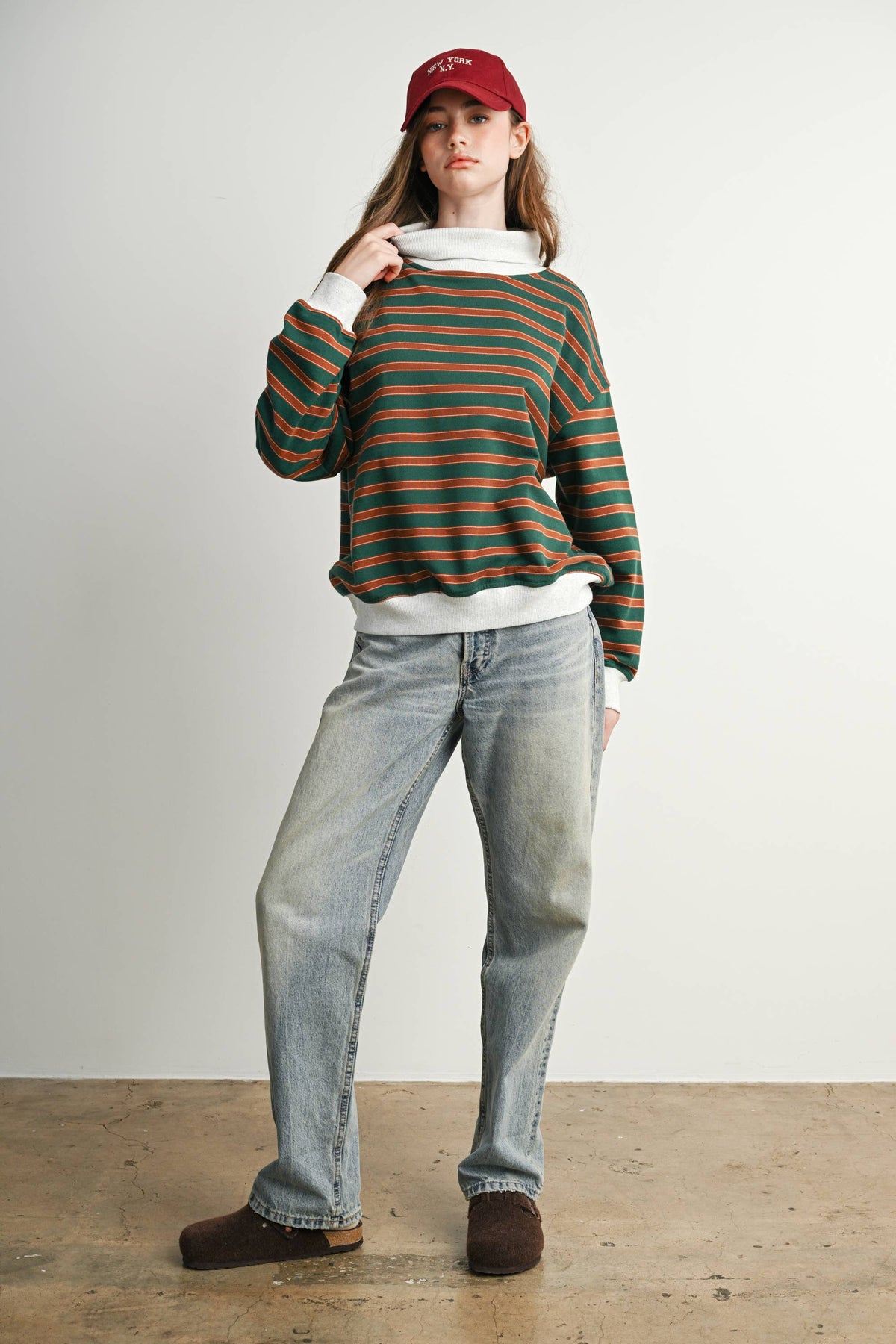 Striped Turtleneck Sweatshirt