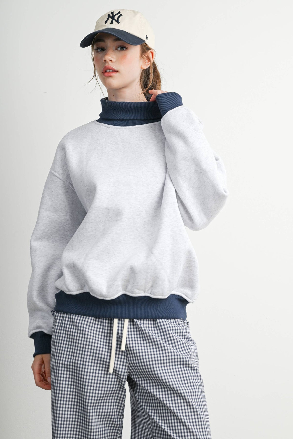 Cozy Contrast Turtleneck Sweatshirt