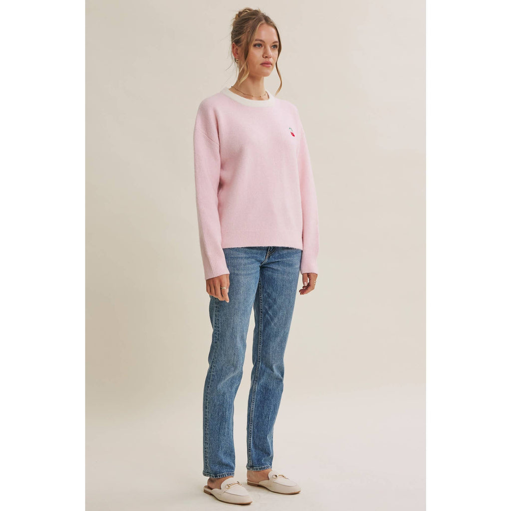 Paris Cafe Soft Touch Wool Blend Contrast Embroidery Sweater