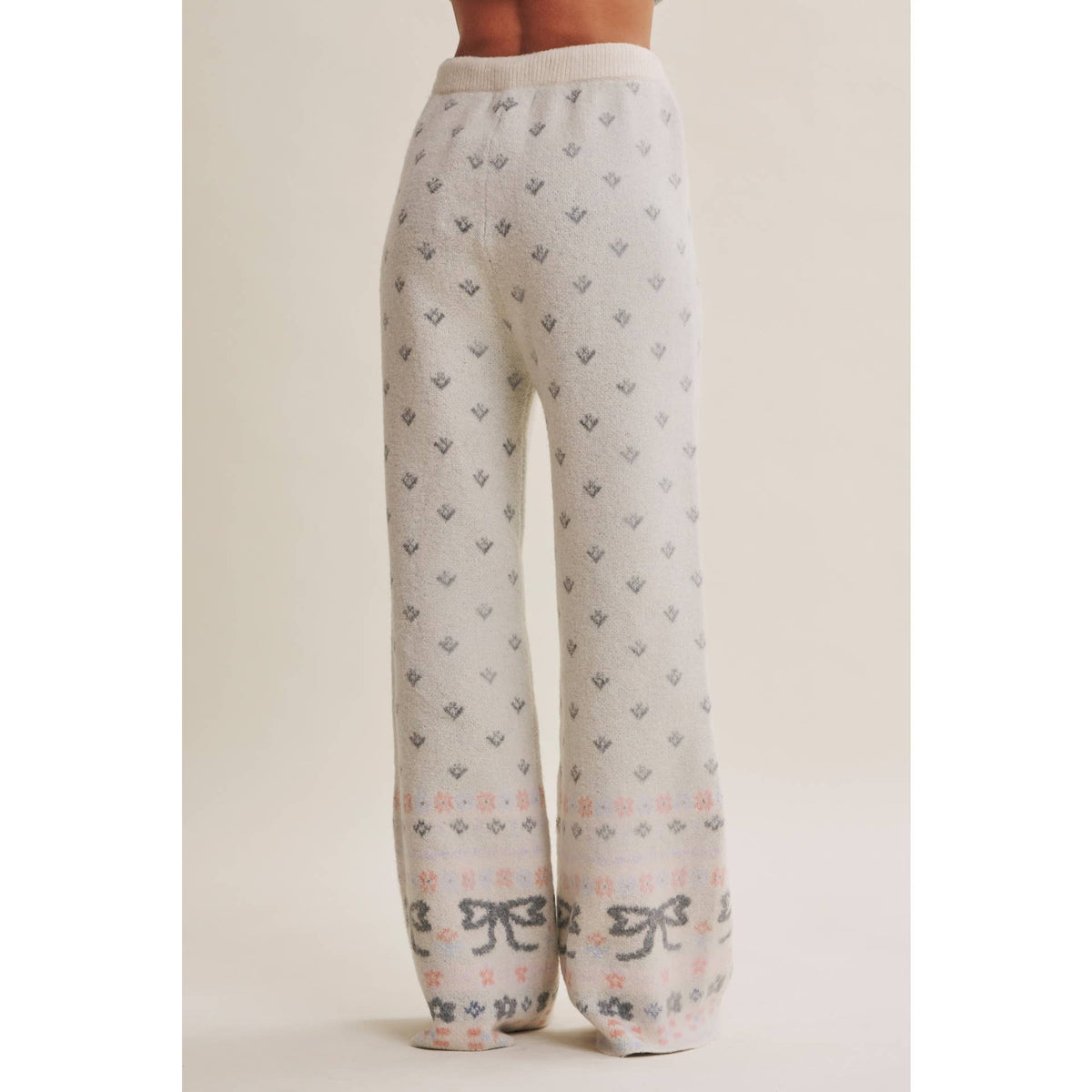 Nordic Bow Fair Isle Jacquard Wool Blend Sweater Pants