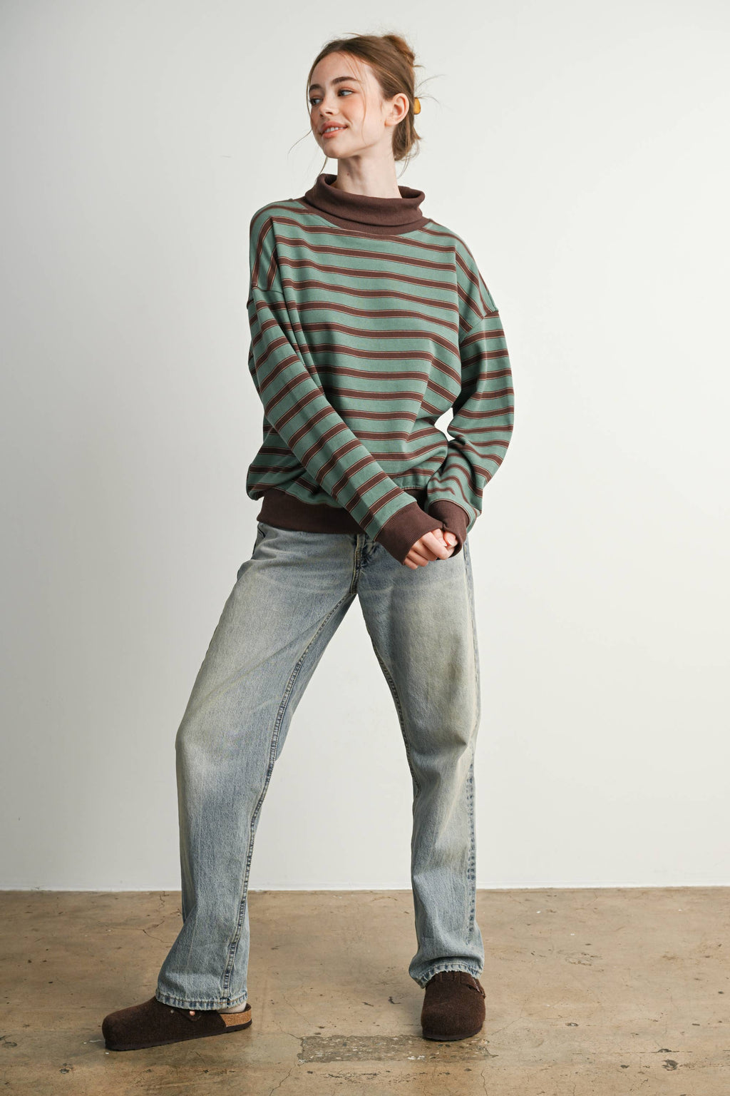 Striped Turtleneck Sweatshirt