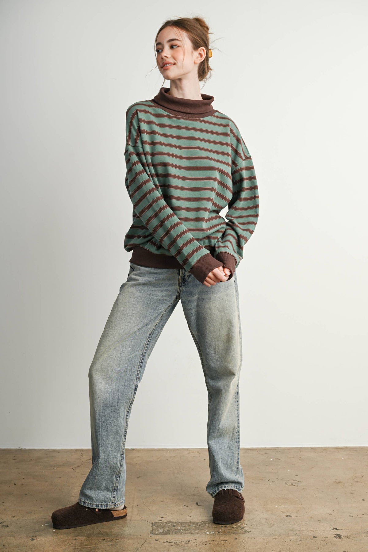 Striped Turtleneck Sweatshirt