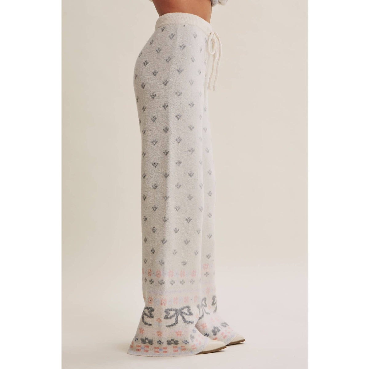 Nordic Bow Fair Isle Jacquard Wool Blend Sweater Pants