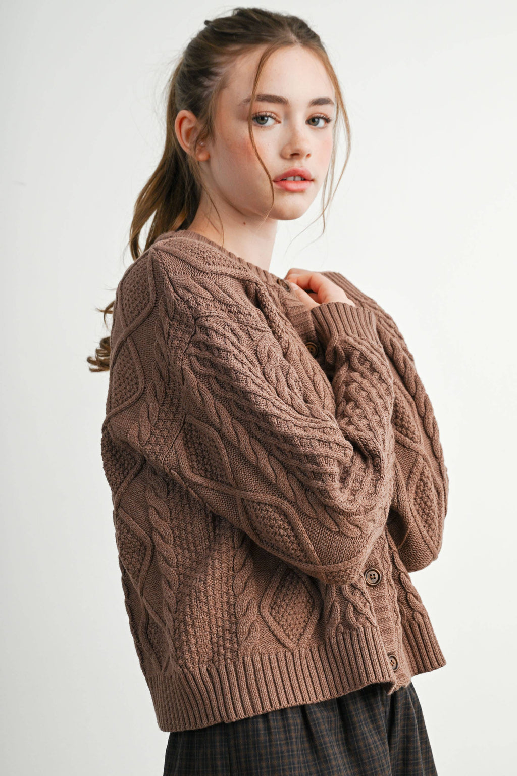 Emerald Green Cable Knit Cardigan