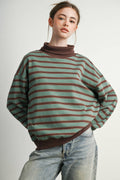 Striped Turtleneck Sweatshirt