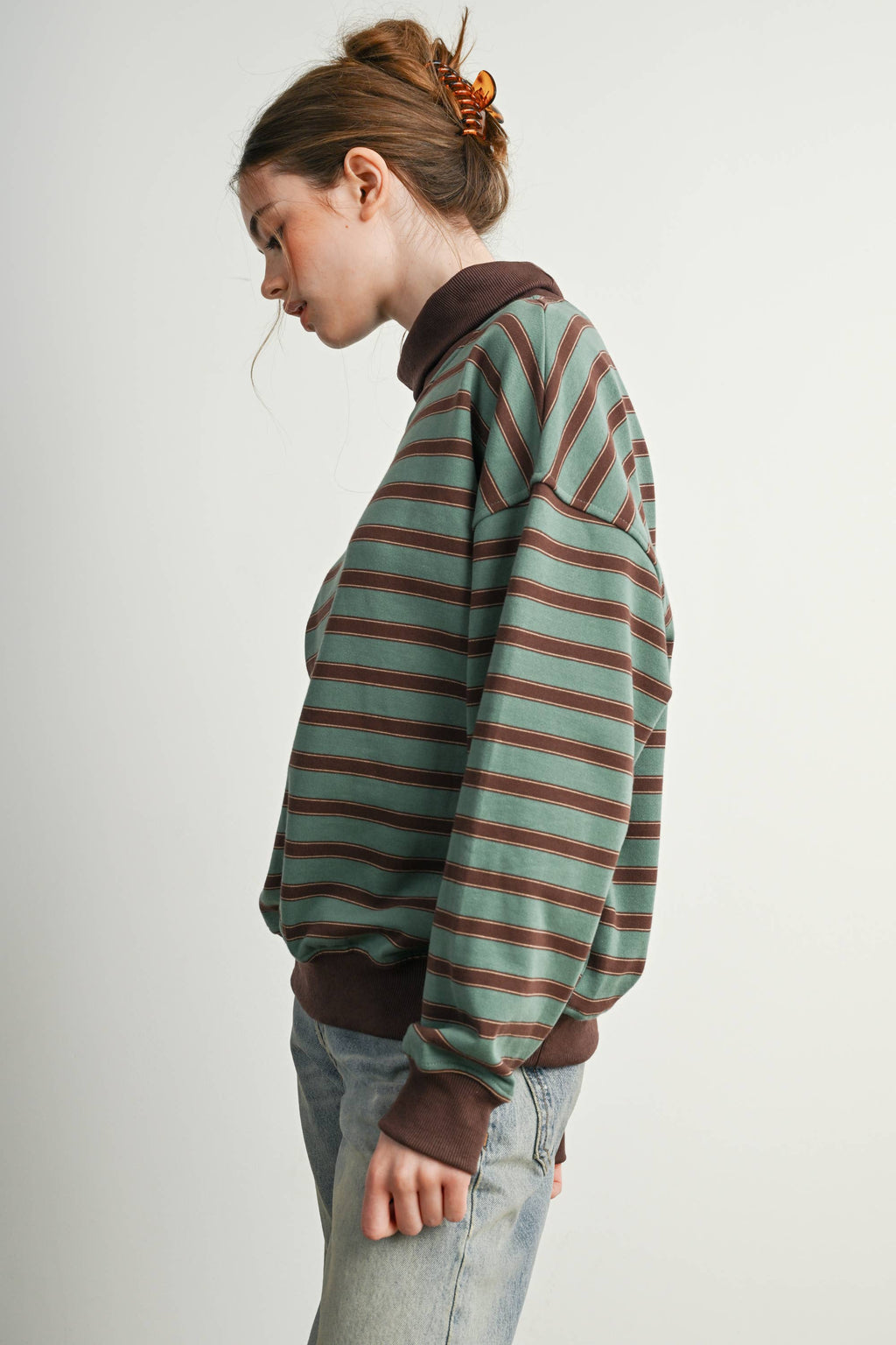 Striped Turtleneck Sweatshirt