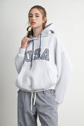 USA Graphic Gingham Lined Hooded Sweatshirt