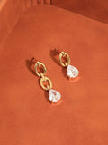 Corsica 18K Gold Non-Tarnish CZ Teardrop Mismatch Earrings
