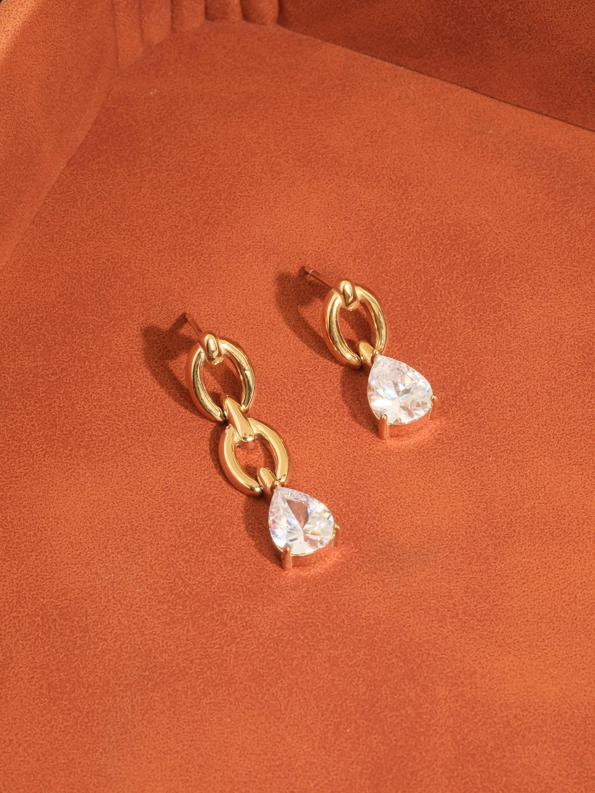 Corsica 18K Gold Non-Tarnish CZ Teardrop Mismatch Earrings
