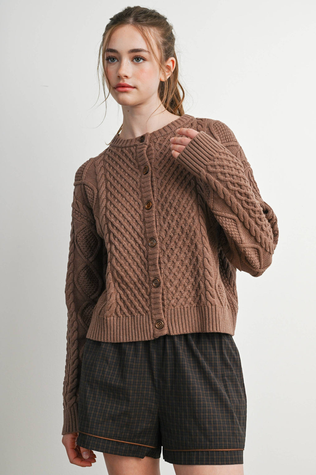 Emerald Green Cable Knit Cardigan