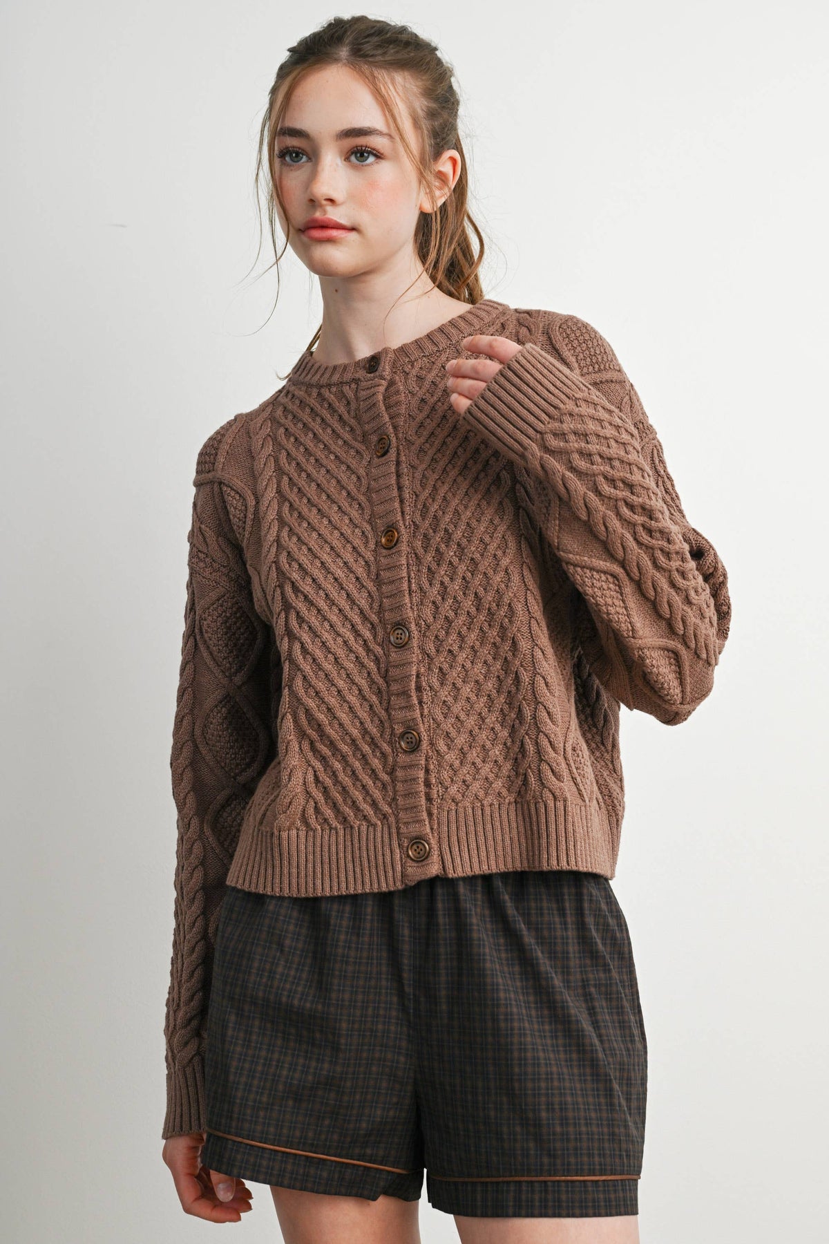 Emerald Green Cable Knit Cardigan